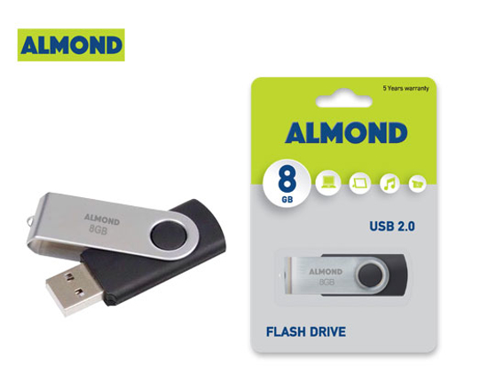 Εικόνα της ALMOND FLASH DRIVE USB 8GB TWISTER ΜΑΥΡΟ