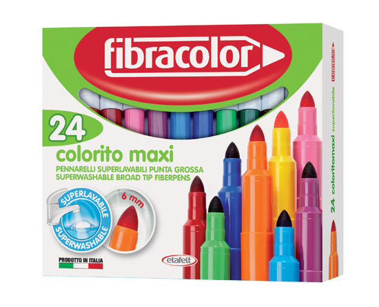 Εικόνα της ΜΑΡΚΑΔΟΡΟΙ COLORITO MAXI 24 ΧΡΩΜΑΤΩΝ ΜΥΤΗ 6ΜΜ FIBRACOLOR