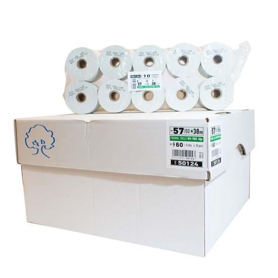 Picture of THERMAL PAPER TAPE 57X60 38 METERS 48gr BPA FREE