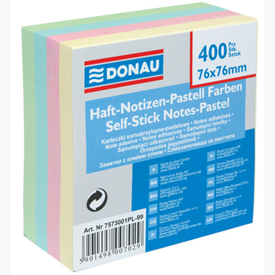 Picture of ADHESIVE PAPERS CUBE 76Χ76mm 400 SHEETS DONAU PASTEL