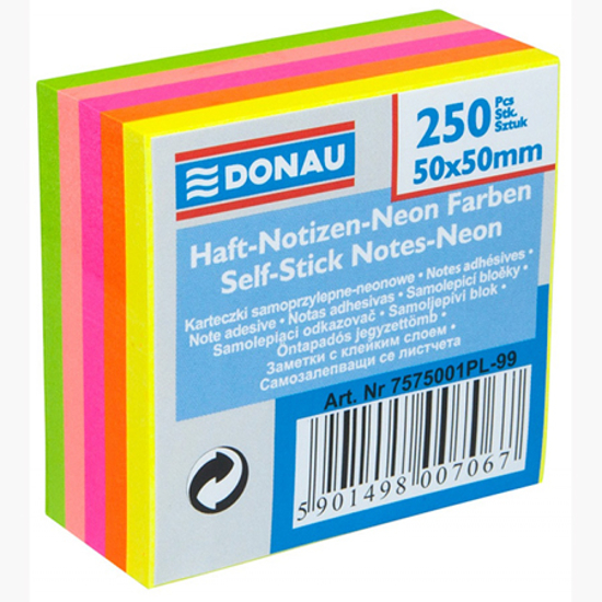 Picture of ADHESIVE PAPERS CUBE 50Χ50mm 250 SHEETS DONAU NEON