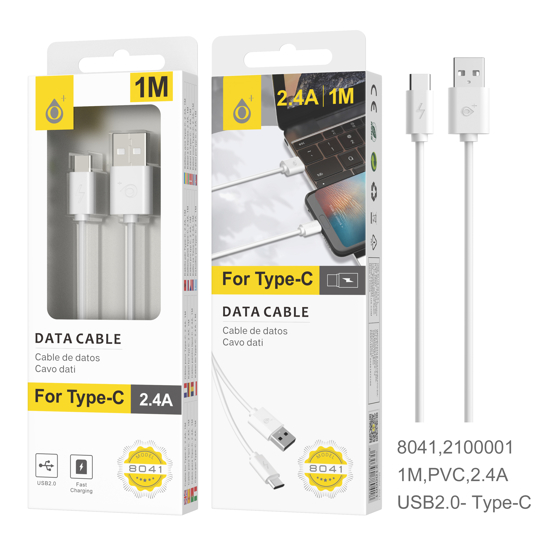 Picture of MTK CABLE USB 2.0 1m TYPE C WHITE
