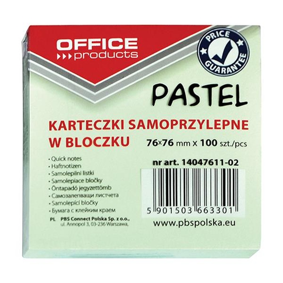 Picture of ADHESIVE PAPERS OFFICE PAD PASTEL 76X76 100SH GREEN