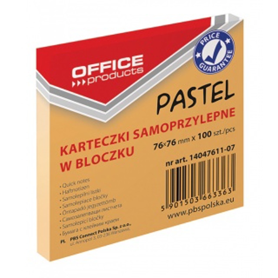 Picture of ADHESIVE PAPERS OFFICE PAD PASTEL 76X76 100SH ORANGE