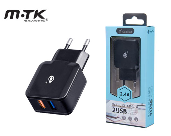 Εικόνα της MTK ΦΟΡΤΙΣΤΗΣ ΧΩΡΙΣ ΚΑΛΩΔΙΟ 2.4Α 2USB ΜΑΥΡΟΣ