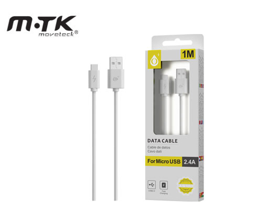 Εικόνα της MTK ΚΑΛΩΔΙΟ MICRO USB 2.4A 1Μ AS100 2100271 ΛΕΥΚΟ