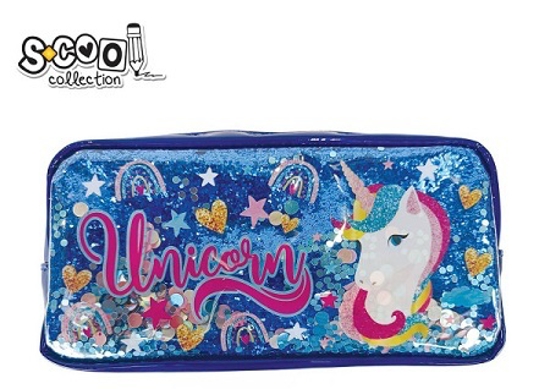 Picture of PENCIL CASE  SCΟΟL ΑCCΕSSΟRΙΖΕ UNICORN PURPLE GLITTER TINSEL 22Χ11Χ5.5