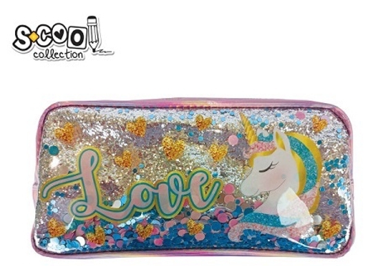 Picture of PENCIL CASE SCΟΟL ΑCCΕSSΟRΙΖΕ UNICORN PINK GLITTER TINSEL 22Χ11Χ5.5