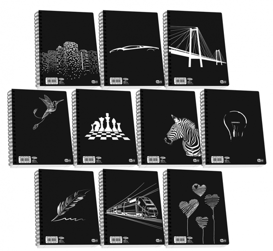 Picture of Notebooks Spiral "Black & White" 2 subjects 17X25