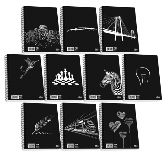 Picture of Notebooks Spiral "Black & White" 3 subjects 17X25