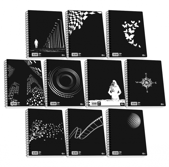 Picture of Notebooks Spiral "Black & White" 2 subjects A4