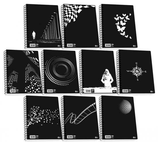 Picture of Notebooks Spiral "Black & White" 3 subjects A4