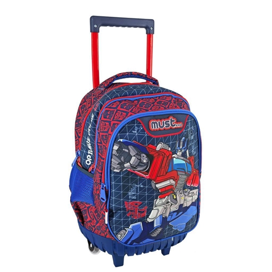 Picture of PRIMARY SCHOOL BAG TROLLEY TRANSFORMERS OPTIMUS PRIME MUST 3 POUCHES