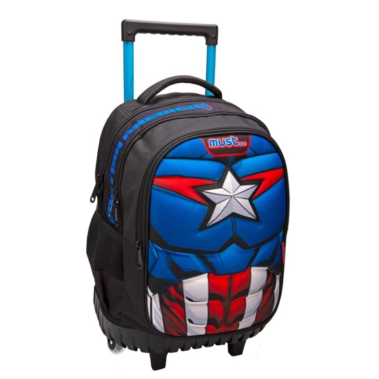 Picture of PRIMARY SCHOOL BAG TROLLEY AVENGERS CAPTAIN AMERICA MUST 3 POUCHES