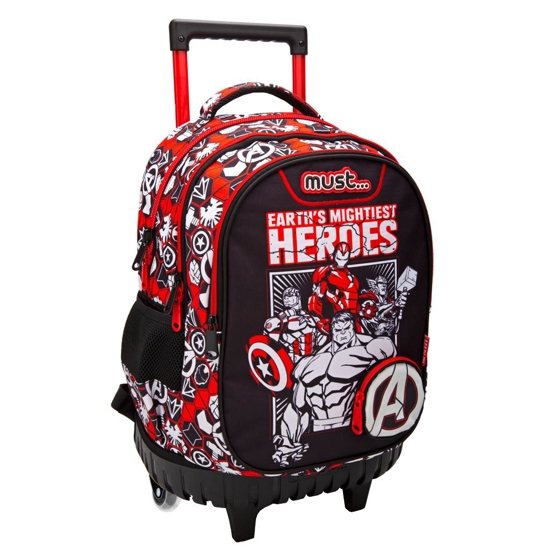 Picture of PRIMARY SCHOOL BAG TROLLEY AVENGERS HEROES MUST GLOW IN THE DARK 3 POUCHES