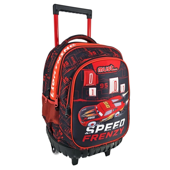 Picture of PRIMARY SCHOOL BAG TROLLEY DISNEY CARS SPEED FRENZY MUST 3 POUCHES