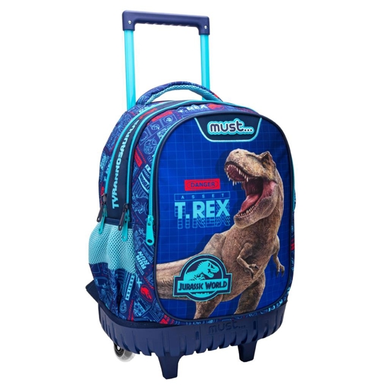 Picture of PRIMARY SCHOOL BAG TROLLEY JURASSIC T.REX MUST 3 POUCHES