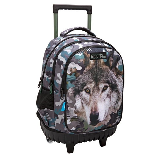 Picture of PRIMARY SCHOOL BAG TROLLEY ANIMAL PLANET WOLF MUST 3 POUCHES