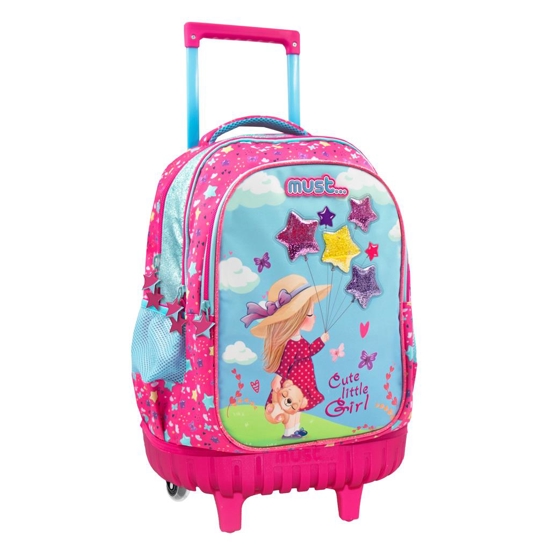 Picture of PRIMARY SCHOOL BAG TROLLEY BALLOON GIRL MUST 3 POUCHES