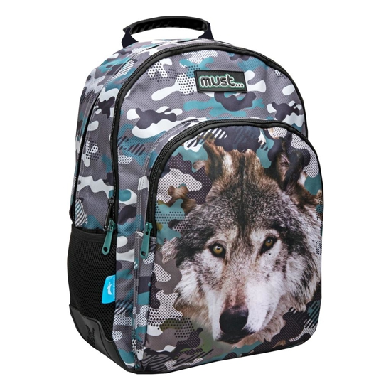 Picture of PRIMARY SCHOOL BACKPACK ANIMAL PLANET WOLF MUST 3 CASES