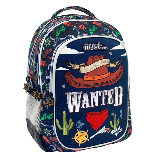 Picture of PRIMARY SCHOOL BACKPACK WANTED MUST GLOW IN THE DARK 3 CASES
