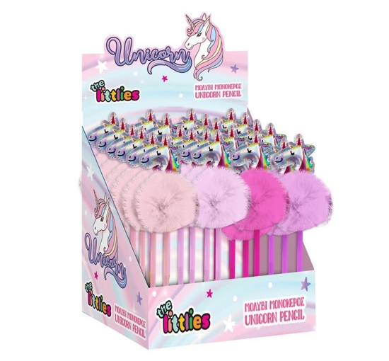 Picture of UNICORN PENCIL WITH POM POM 4 COLOR THE LITTLIES