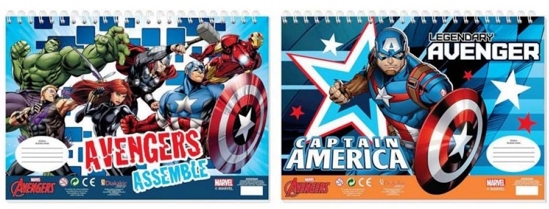 Picture of PAINTING BLOCK AVENGERS CAPTAIN AMERICA 23X33 40 SHEETS STICKERS-STENCIL- 2 COLORING PAGES 2 DESIGNS