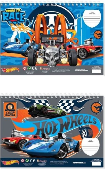 Picture of PAINTING BLOCK HOT WHEELS 23X33 40 SHEETS STICKERS-STENCIL- 2 COLORING PAGES 2 DESIGNS