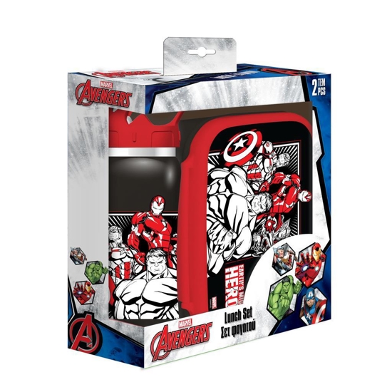 Picture of DINNER SET AVENGERS WITH FOOD CONTAINER 800 ML - CANTEEN ALUMINUM WITH STRAW 500 ML