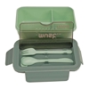 Picture of FOOD CONTAINER MUST 1100ML RECTANGULAR WITH SPOON AND FORK IN 3 COLORS (GREY, ORANGE, RED)