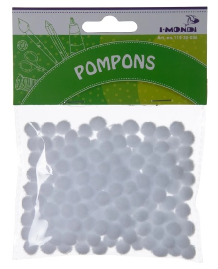 Εικόνα της POMPONS ΛΕΥΚΟ ΧΡΩΜΑ 200 ΤΕΜAΧΙΑ ΜΕΓΕΘΟΣ 10 MM I-MONDI