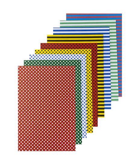 Picture of BLOCK SHEETS STRIPED-POLKA DOT-CHECKED 25X35 10 DESIGNS 10SHEETS