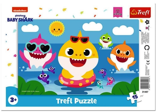 Εικόνα της Puzzle Baby shark - Happy Sharks 15 τεμάχια 3+ Ετών Trefl