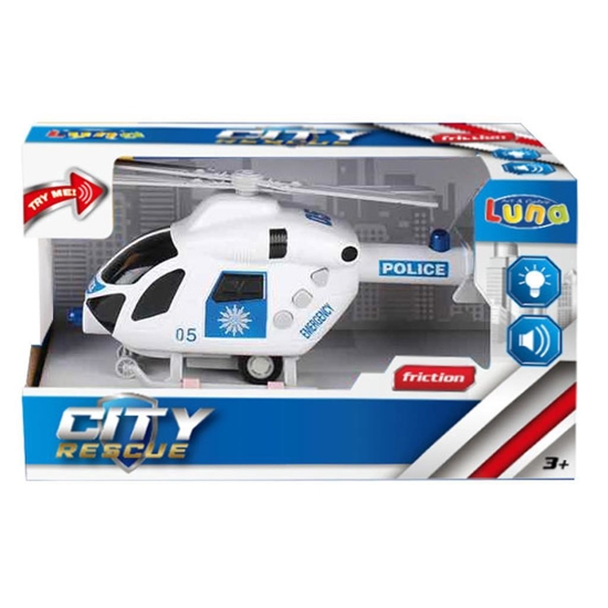 Picture of POLICE HELICOPTER FRICTION  WITH SOUND AND LIGHT WHITE LUNA 22.3X10X13.5EC