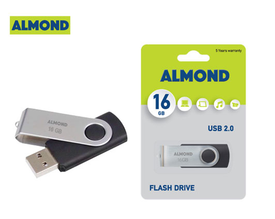 Εικόνα της ALMOND FLASH DRIVE USB 16GB TWISTER ΜΑΥΡΟ