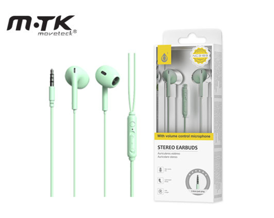 Picture of MTK HEADPHONES WITH MICROPHONE 1.2m STEREO GREEN MINT