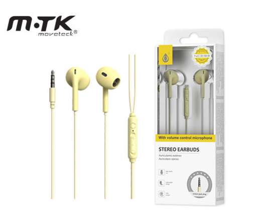 Picture of MTK HEADPHONES WITH MICROPHONE 1.2m STEREO YELLOW