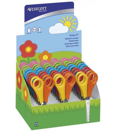 Picture of SCISSOR SCHOOL 13CM WITH RULER 4 COLORS FOR RIGHT-HANDERS, YELLOW-ORANGE DOUBLE COLOR FOR LEFT-HANDERS WESTCOTT