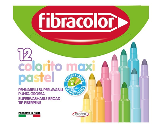 Εικόνα της ΜΑΡΚΑΔΟΡΟΙ COLORITO MAXI PASTEL 12 ΧΡΩΜΑΤΩΝ ΜΥΤΗ 6ΜΜ FIBRACOLOR