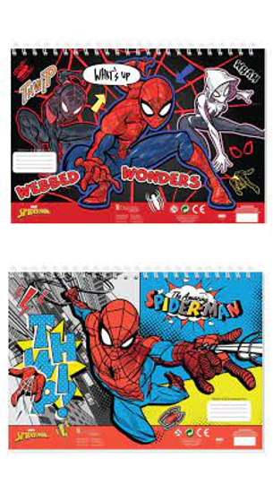 Picture of PAINTING BLOCK SPIDERMAN 23X33 40 SHEETS STICKERS-STENCIL- 2 COLORING PAGES 2 DESIGNS