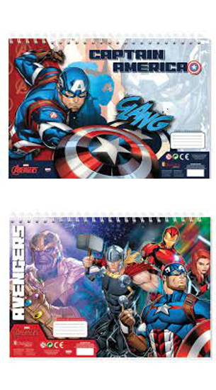 Picture of PAINTING BLOCK CAPTAIN AMERICA 23X33 40 SHEETS STICKERS-STENCIL- 2 COLORING PAGES 2 DESIGNS