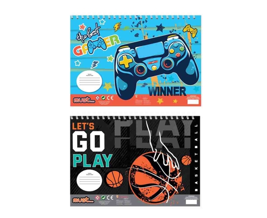 Picture of PAINTING BLOCK MUST LET'S GO PLAY - GAMER 23X33 40 SHEETS STICKERS-STENCIL- 2 COLORING PAGES 2 DESIGNS