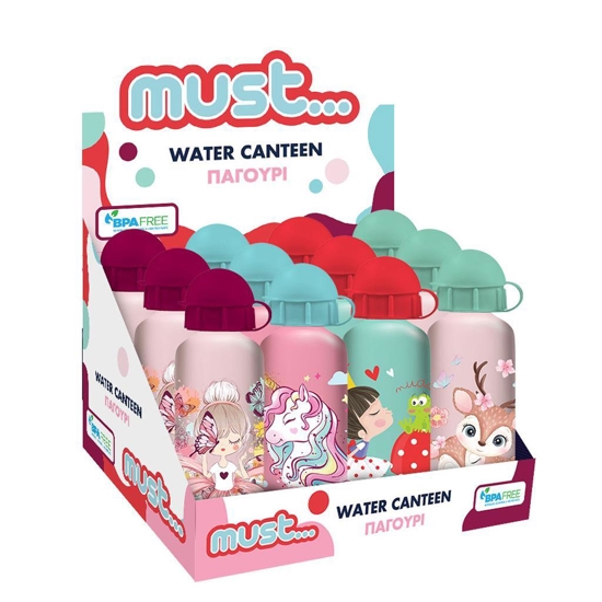 Picture of WATER CANTEEN MUST 500ML ALUMINUM FOR GIRL 6,5X21CM - 4 DESIGNS