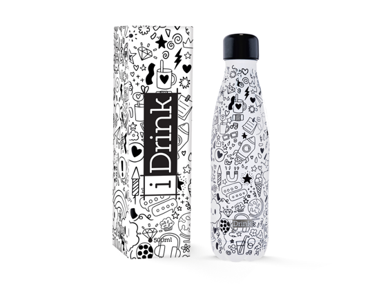 Picture of CANTEEN  i DRINK ID0082 THERM BOTTLE 500ml DOODLES