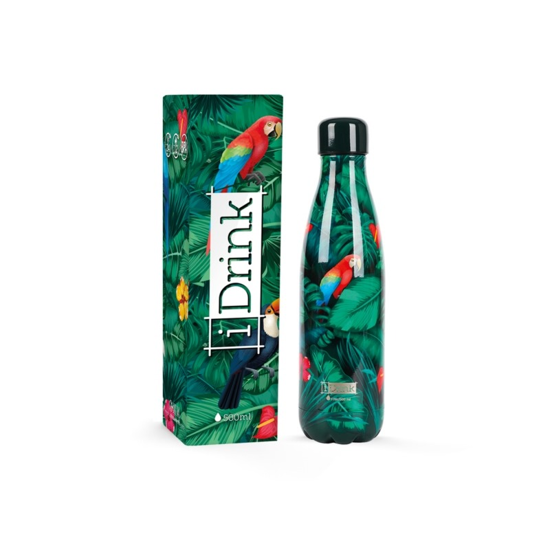 Picture of CANTEEN i DRINK ID0072 THERM BOTTLE 500ml TROPICAL BIRDS