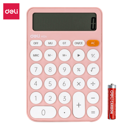 Picture of CALCULATOR DELI 12 DIGITS M124 PASTEL PINK