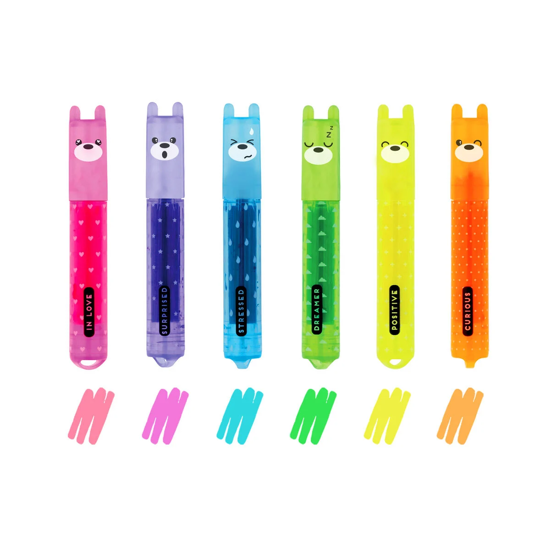 Picture of Set of 6 Mini Highlighters - Teddy's Mood Legami