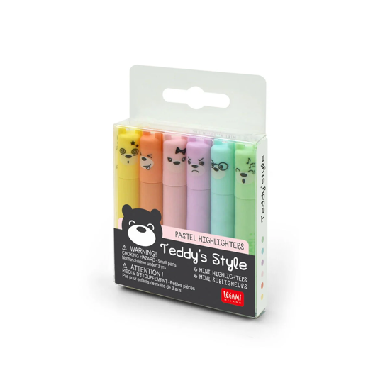 Picture of Set of 6 Mini Pastel Highlighters - Teddy's Style Legami