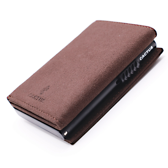 Picture of RFID WALLET ALCANTARA DOUBLE/COIN BROWN CACTUS