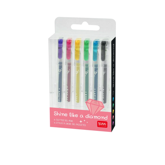 Picture of Set of 6 Glitter Mini Gel Pens Shine Like A Diamond Legami